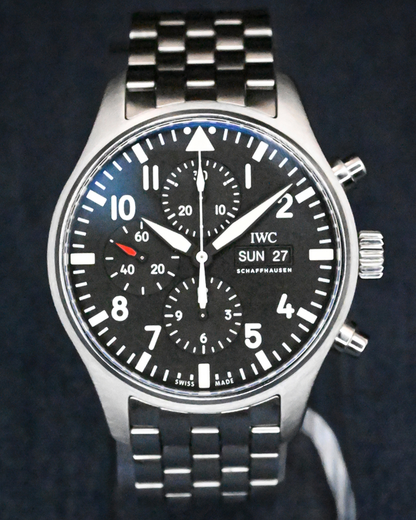 2016 IWC Schaffhausen Pilot Chronograph 43MM Black Dial Steel Bracelet (IW377710)