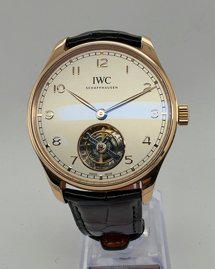 No Reserve - 2025 IWC Schaffhausen Portugieser Hand-Wound Tourbillon 42MM Silver Dial Leather Strap (IW545801)
