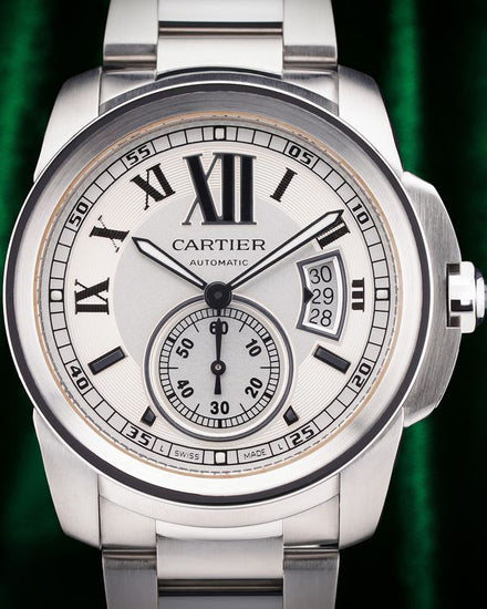 No Reserve - 2012 Cartier Calibre de Cartier 42MM Silver Dial Steel Bracelet (W7100015)