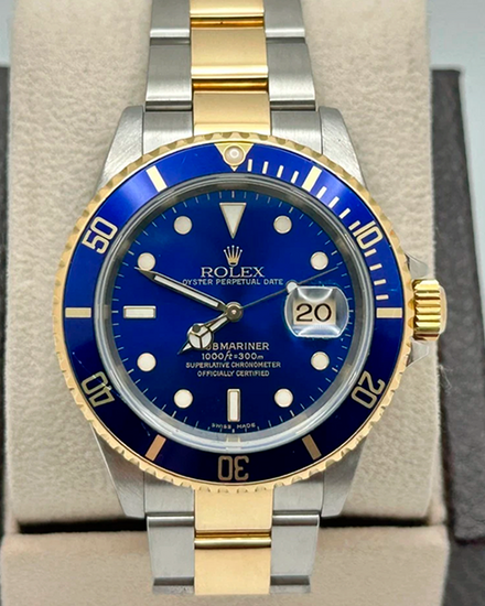 2000 Rolex Submariner Date "Bluesy" 40MM Blue Dial Two-Tone Oyster Bracelet (16613)