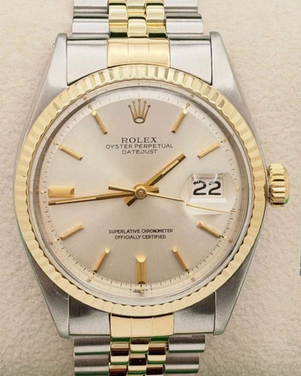 1973 Rolex Datejust "Pie Pan" 36MM Silver Dial Two-Tone Jubilee Bracelet (1601)