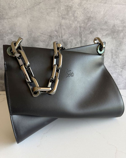 Christian Louboutin Carasky Bag Black Leather Gunmetal Hardware (Loubitwist)