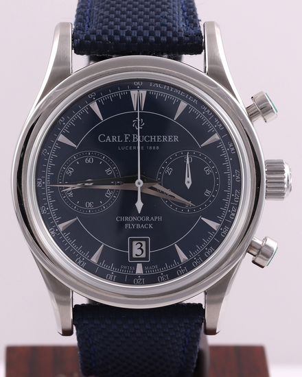 No Reserve - 2024 Carl F. Bucherer Manero Flyback 43MM Blue Dial Textile Strap (00.10919.08.53.01)