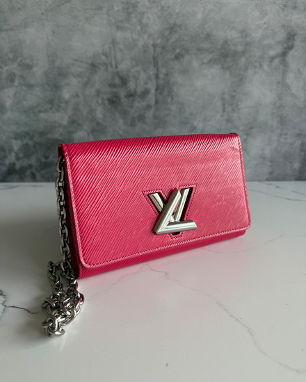 2018 Louis Vuitton Bag Hot Pink Twist Epi Leather Silver-Tone Hardware Chain Strap (Bag)