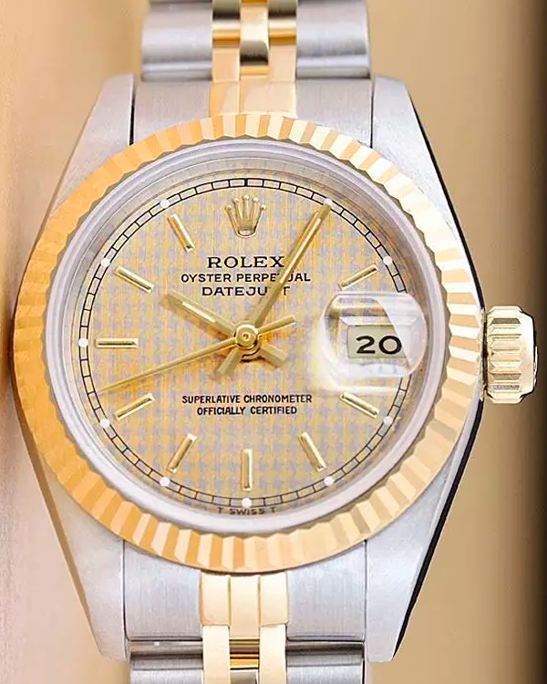 Rolex Lady-Datejust 26MM "Houndstooth" Champagne Dial Two-Tone Jubilee Bracelet (69173)