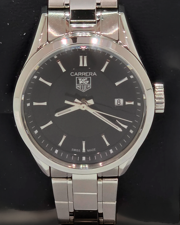 Tag Heuer Carrera 27MM Quartz Black Dial Steel Bracelet (WV1414)