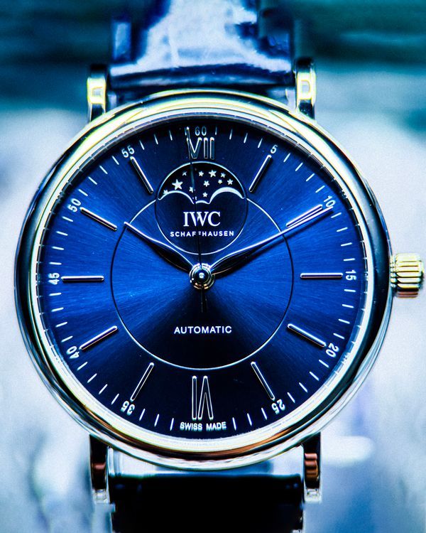 No Reserve - 2021 IWC Schaffhausen Portofino Moonphase 40MM Blue Dial Leather Strap (IW459402)