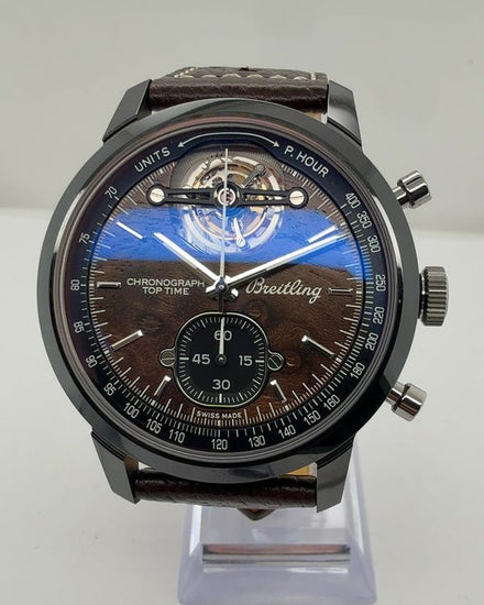 No Reserve - 2026 Breitling Top Time B21 "Chevrolet Corvette" 44MM Walnut Burl Wood Dial Leather Strap (SB2125)