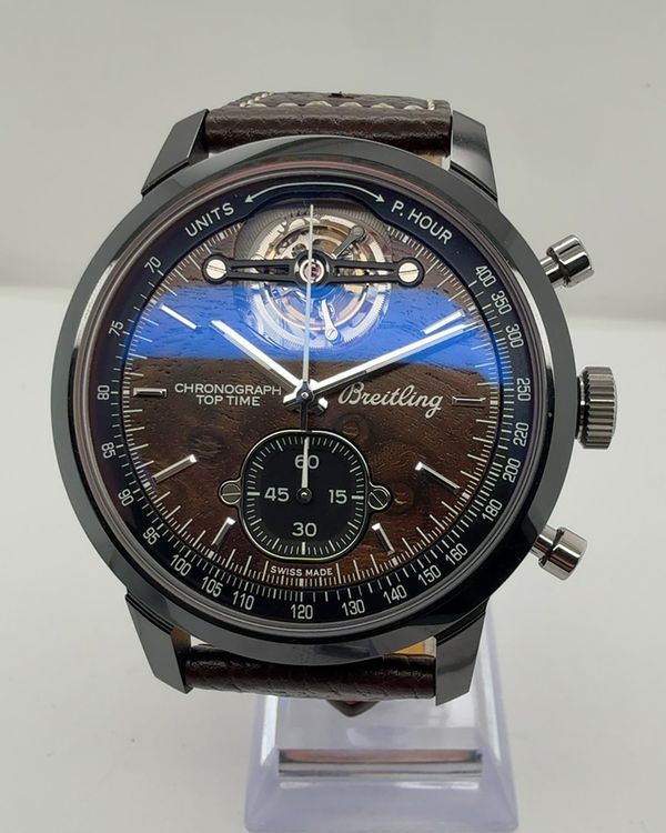 No Reserve - 2026 Breitling Top Time B21 "Chevrolet Corvette" 44MM Walnut Burl Wood Dial Leather Strap (SB2125)