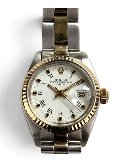 Rolex Oyster Perpetual Lady Date 26MM White Dial Aftermarket Two-Tone Oyster Bracelet (6917)