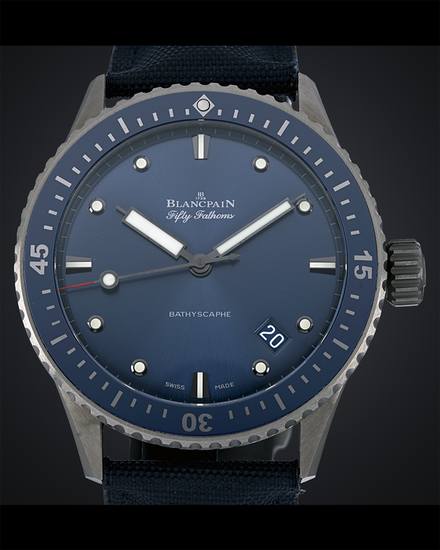 2024 Blancpain Fifty Fathoms Bathyscaphe 43.6MM Blue Dial Textile Strap (5000-0240-O52A)