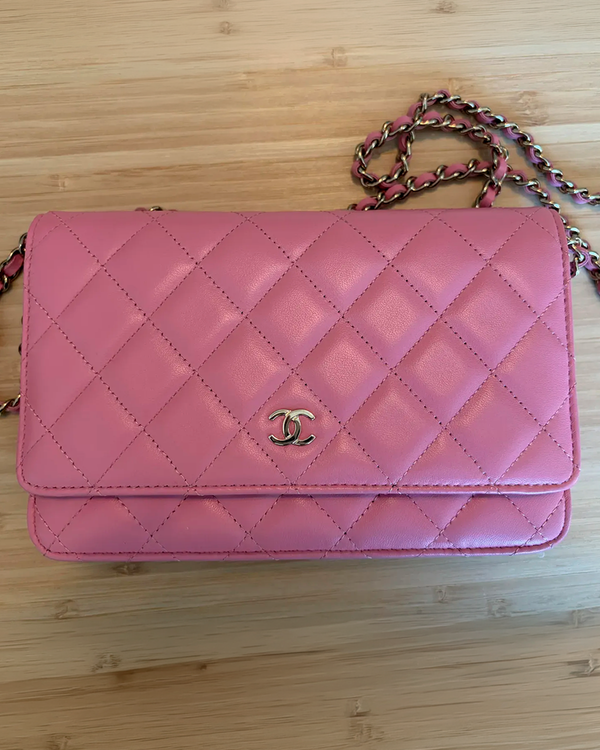 2025 Chanel Bag Wallet On Chain Pink Leather Gold-Tone Hardware (Bag)