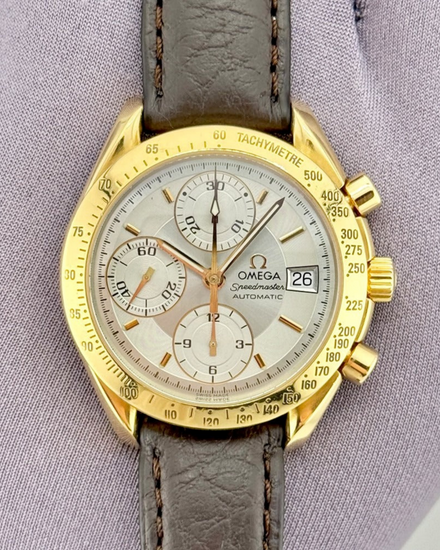 Omega Speedmaster Date 39MM Silver Dial Aftermarket Leather Strap (175.0083)