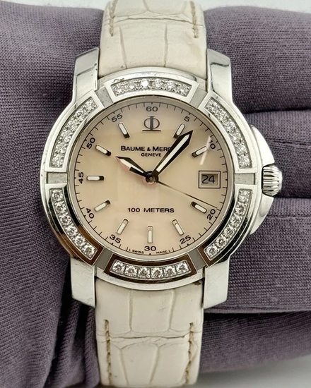 Baume & Mercier Capeland 36MM Quartz White Dial Steel Bracelet (65435)