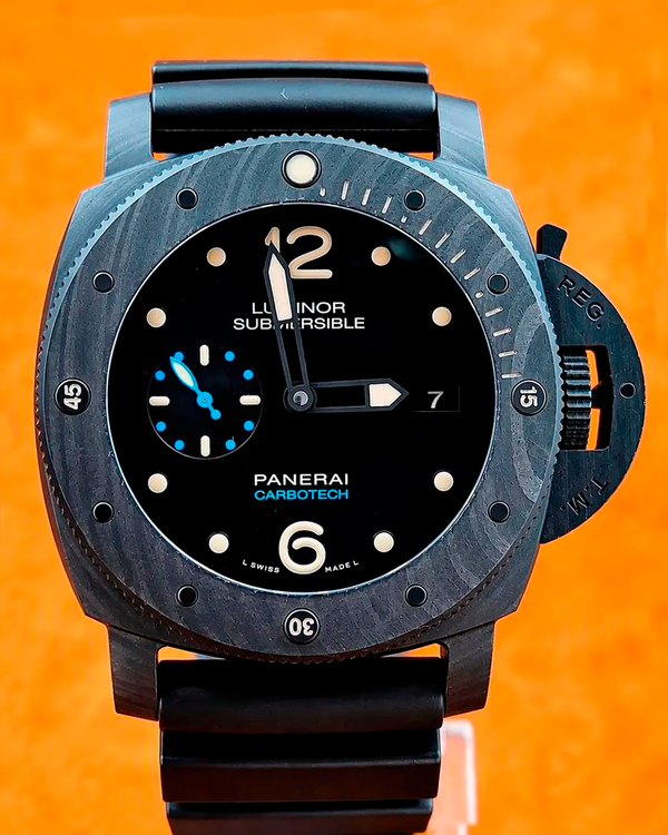 2018 Panerai Submersible 1950 3 Days "Carbotech" 47MM Black Dial Rubber Strap (PAM00616)