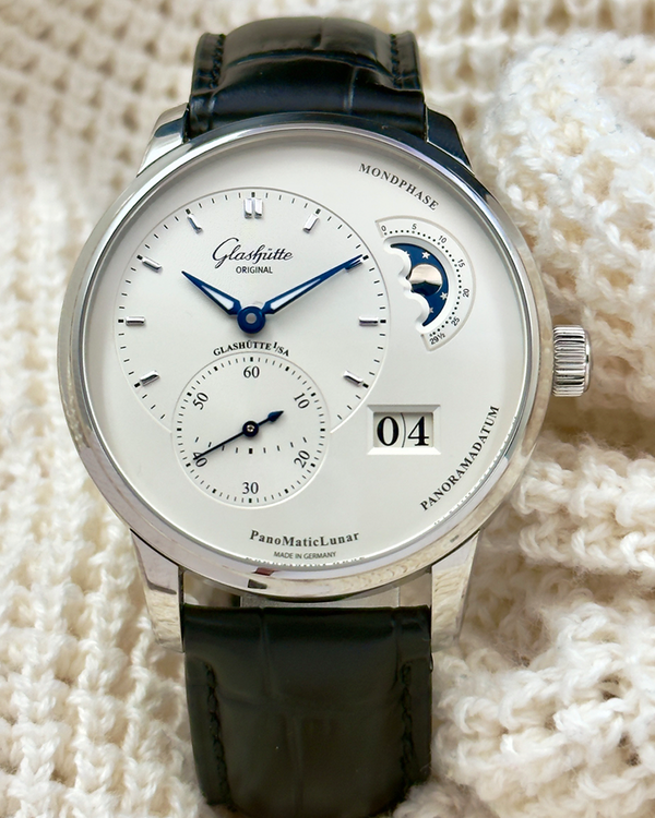 2022 Glashütte Original PanoMaticLunar 40MM Silver Dial Leather Strap (1-90-02-42-32-50)