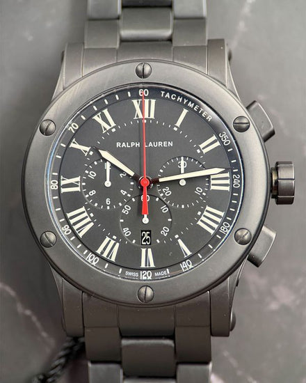 Ralph Lauren Sporting Chronograph 45MM Grey Dial Ceramic Bracelet (RLR0236600)