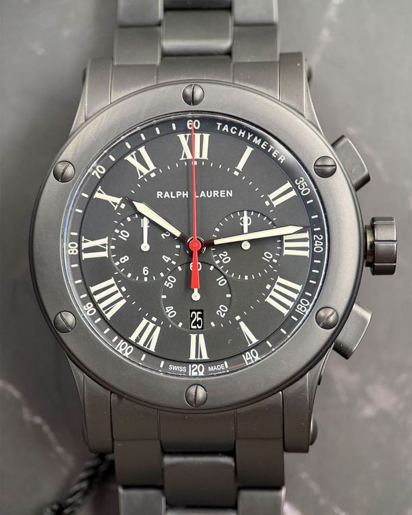 Ralph Lauren Sporting Chronograph 45MM Grey Dial Ceramic Bracelet (RLR0236600)