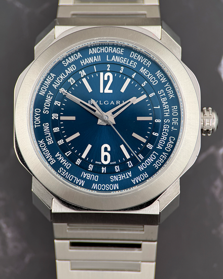 2022 Bvlgari Octo Roma Worldtimer 41MM Blue Dial Steel Bracelet (103481)