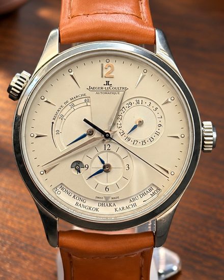 No Reserve - 2016 Jaeger-LeCoultre Master Geographic 39MM Silver Dial Leather Strap (Q1428421)