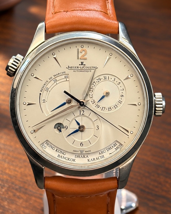 No Reserve - 2016 Jaeger-LeCoultre Master Geographic 39MM Silver Dial Leather Strap (Q1428421)