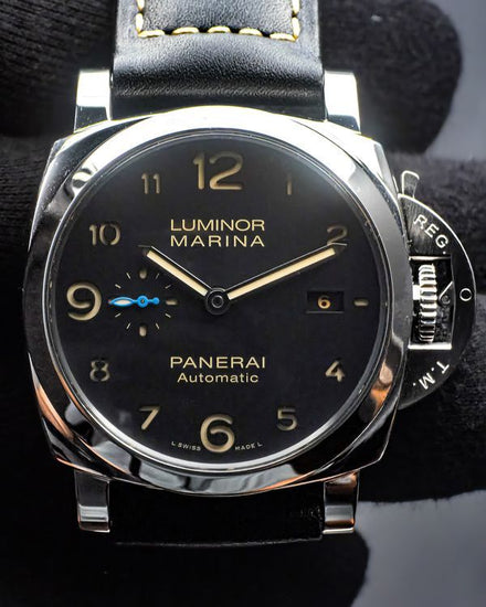 2020 Panerai Luminor Marina 1950 3 Days 44MM Black Dial Leather Strap (PAM01359)