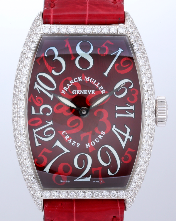 Franck Muller Cintrée Curvex Crazy Hours 45MM Red Dial Leather Strap (5850 Crazy Hours D)
