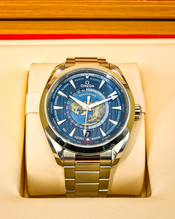 2024 Omega Seamaster Aqua Terra 150M Worldtimer 43MM Blue Dial Steel Bracelet (220.10.43.22.03.001)