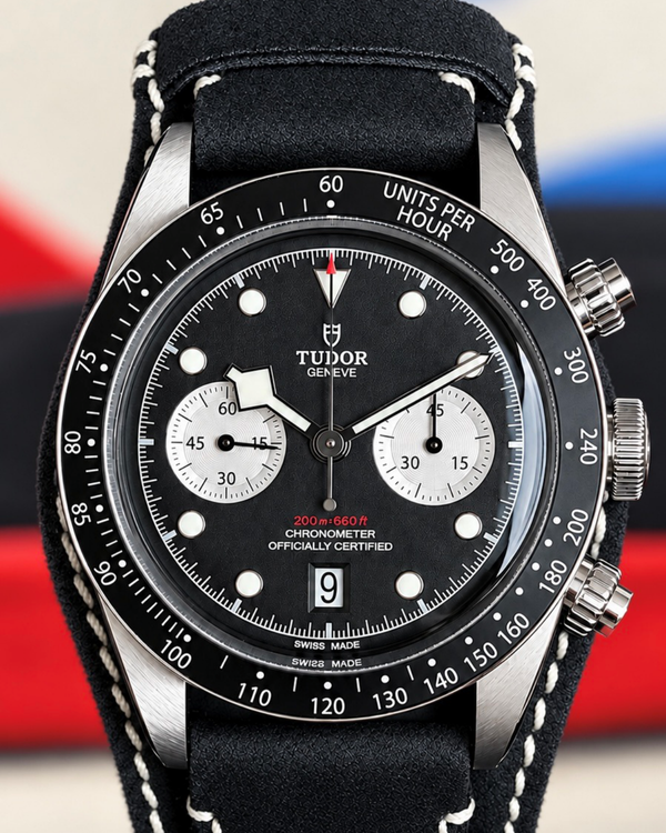 No Reserve - 2021 Tudor Black Bay Chrono "Reverse Panda" 41MM Black Dial Leather Strap (79360N)