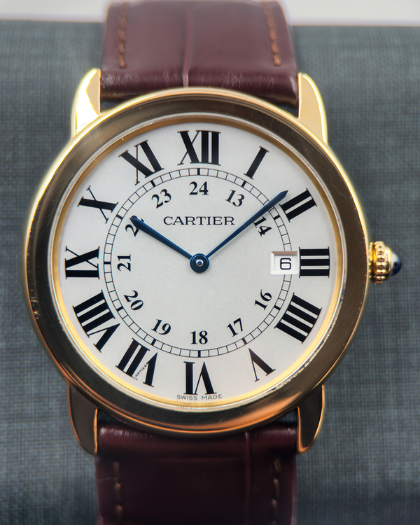 No Reserve - 2014 Cartier Ronde De Cartier Solo 36MM Quartz Silver Dial Leather Strap (W6700455)