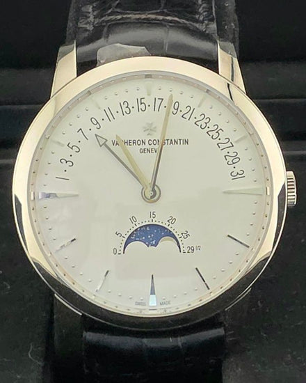 2019 Vacheron Constantin Patrimony Moonphase 42.5MM Silver Dial Leather Strap (4010U/000G-B330)