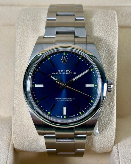 Rolex Oyster Perpetual 39MM Blue Dial Oyster Bracelet (114300)