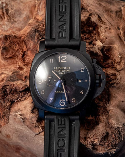 2016 Panerai Luminor 1950 3 Days GMT 44MM Black Dial Rubber Strap (PAM00441)