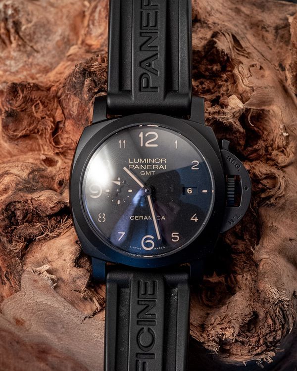 2016 Panerai Luminor 1950 3 Days GMT Ceramica 44MM Black Dial Rubber Strap (PAM00441)