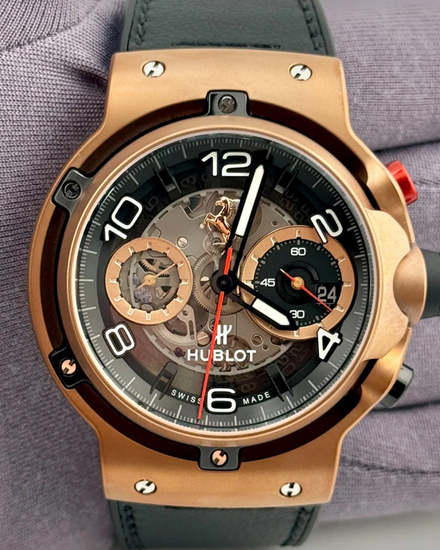 Hublot Classic Fusion Ferrari GT King Gold L.E. 45MM Skeleton Dial Leather Strap (526.OX.0124.VR)