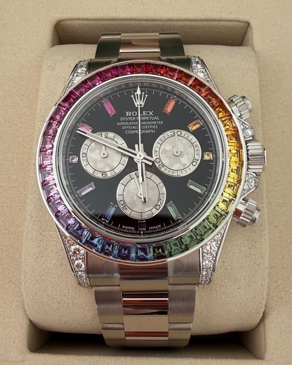2026 Rolex Cosmograph Daytona "Rainbow" 40MM Black Dial White Gold Oyster Bracelet (126599RBOW)
