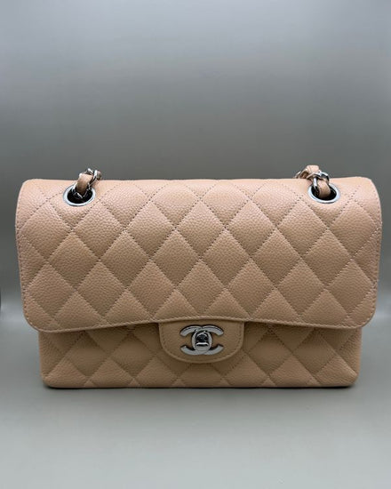 No Reserve - Chanel Bag Classic Small Double Flap Quilted Leather Silver-Tone Hardware Leather/Chain Strap (Bag)