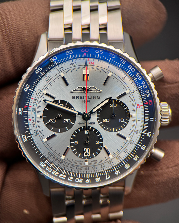2022 Breitling Navitimer B01 Chronograph 43MM Ice Blue Dial Steel Bracelet (AB0138241C1A1)