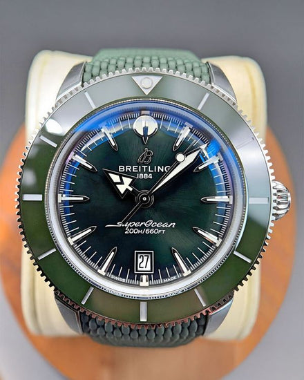 2026 Breitling Superocean Heritage 44MM Green Dial Rubber Strap (AB3112361L1S1)