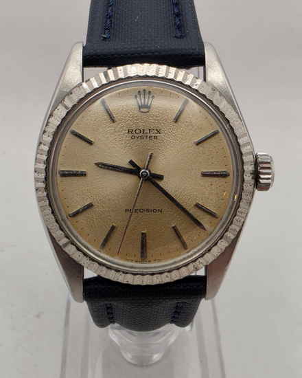 1972 Rolex Oyster Precision 34MM Champagne Dial Aftermarket Textile Strap (6426)