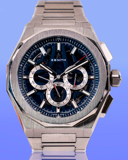 2025 Zenith Defy Skyline Chronograph 42MM Blue Skeleton Dial Steel Bracelet (03.9500.3600/79.I001)