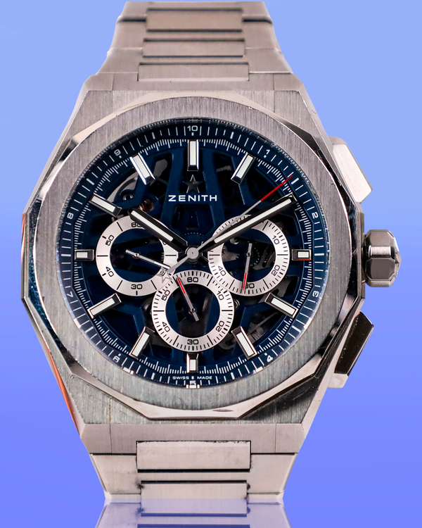 2025 Zenith Defy Skyline Chronograph 42MM Blue Skeleton Dial Steel Bracelet (03.9500.3600/79.I001)