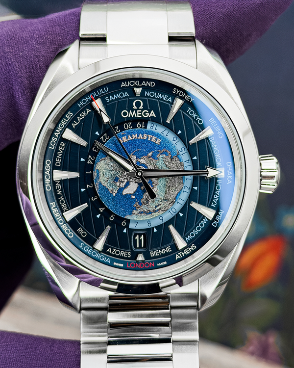 2021 Omega Seamaster Aqua Terra Worldtimer 43MM Blue Dial Steel Bracelet (220.10.43.22.03.001)