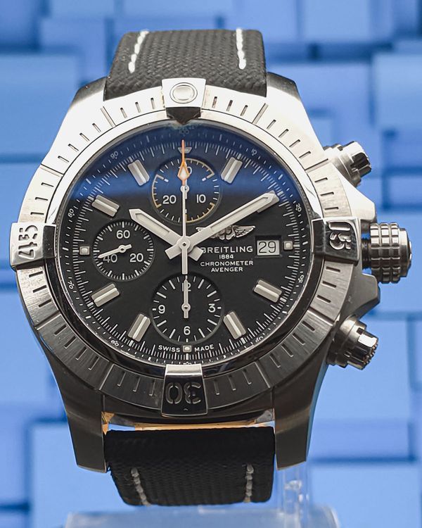 2023 Breitling Avenger Chronograph 45MM Black Dial Leather Strap (A13317101B1A1)