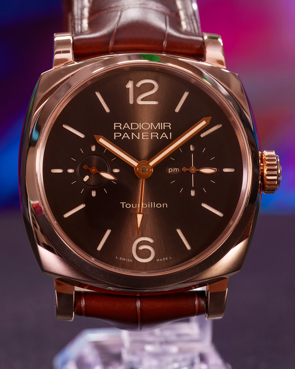 2022 Panerai Radiomir 1940 Tourbillon GMT Oro Rosso L. E. 48MM Brown Dial Leather Strap (PAM00558)