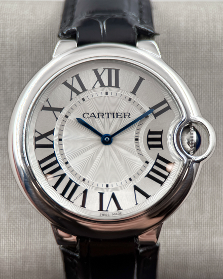 No Reserve - Cartier Ballon Bleu 36MM Silver Dial Leather Strap  (W6920087)