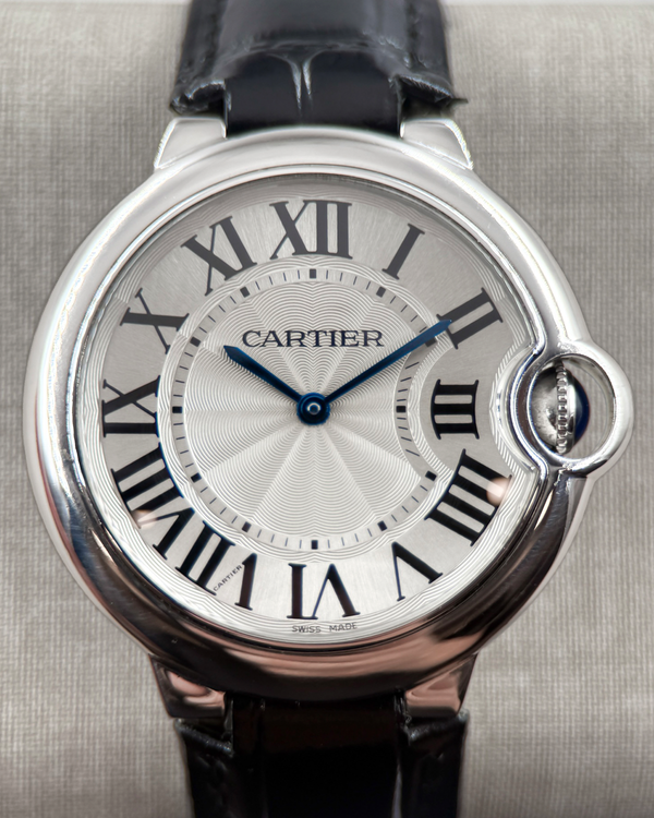 No Reserve - Cartier Ballon Bleu 33MM Silver Dial Leather Strap  (W6920087)