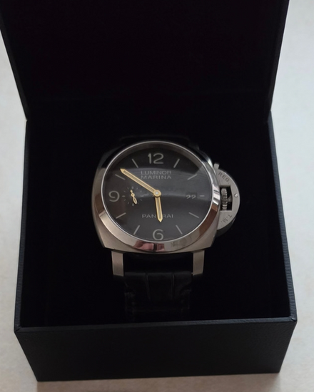 Panerai Luminor Marina 44MM Black Dial Leather Strap (PAM00351)
