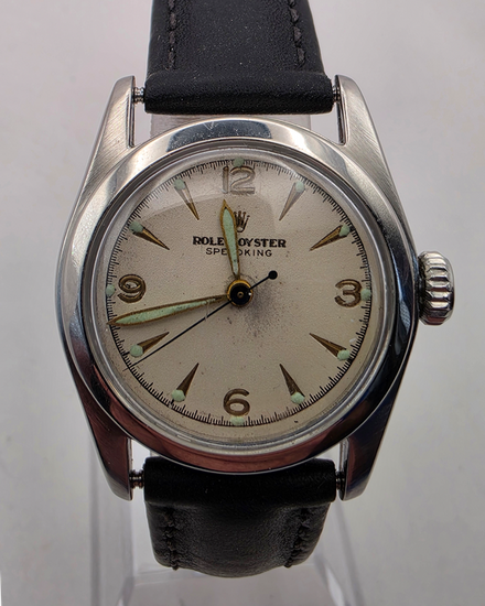 1962 Rolex Oyster Precision "Speedking" 30MM Silver Dial Aftermarket Leather Strap (6056)