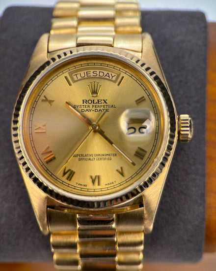 1984 Rolex Day-Date 36MM Champagne Dial Yellow Gold President Bracelet (18038)